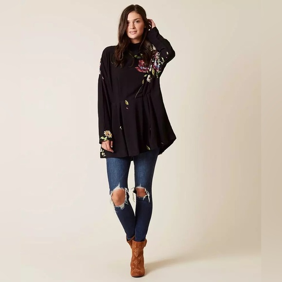 NWT Free People • Black Gemma Tunic Top and/or Mini Dress Sz M - Picture 3 of 7